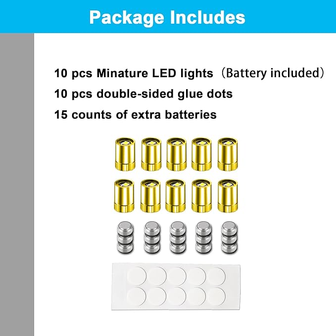 10 pcs Miniature Led Lights,Tiny Lights for Hand Craft/DIY,Miniature Lights Battery Powered, Dollhouse Light,Mini Lights for Toy Brick Building Blocks- 10 Pack (Multicolor Changing)