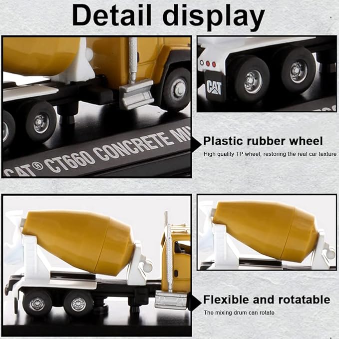 EROCK 1:160 N Scale Alloy Construction Vehicles - 1 Pcs, Die Cast Mini Construction Truck Toys, Engineering Vehicle Model for N Scale Railroad, Train Set, Collection, Age 8+ (CT660 Concrete Mixer)