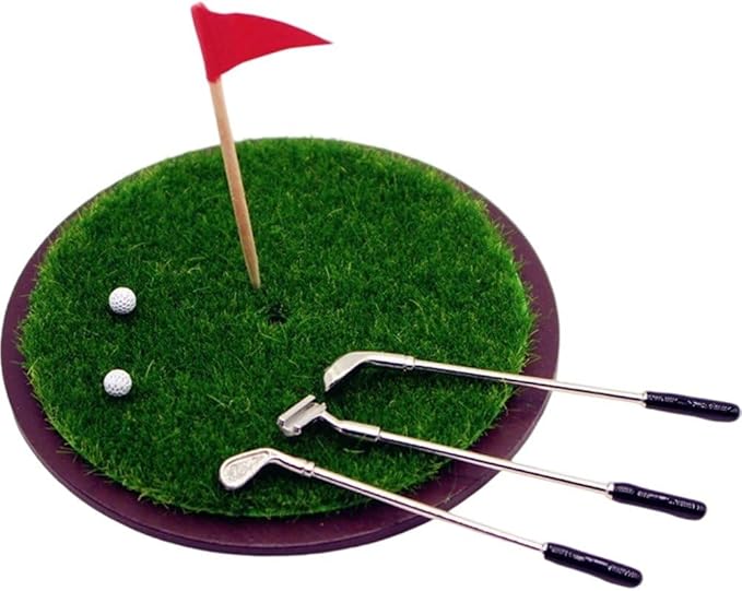 hzzsbu Miniature Dollhouse Mini Golf Club Grassland Model Set Simulation Golf Set Miniature Scene Prop Model Dollhouse Decoration Accessories
