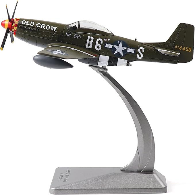 P51-D Mustang 1/72 Metal Airplane Model Kit with Stand WWII Old Crow Diecast Alloy Vintage Combat Plane Prebuild Military Aircraft Collection for Display or Gift (Bud Anderson)