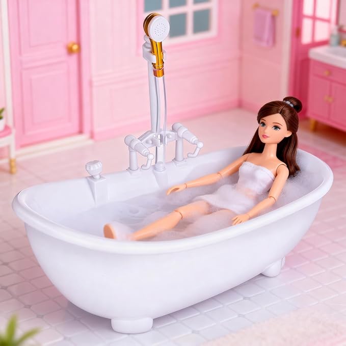 Doll Bathing Tub, Electric Water Spraying Bathtub Swimming Pool with Sprayer for Doll Bathtub with Light and Sound