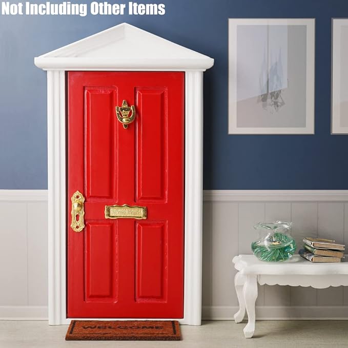 Odoria 1/12 Miniature Door Dollhouse Furniture Accessories, Red
