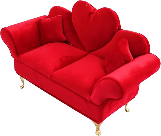 CONCISE 1/6 & 1/12 Scale Miniature Velvet Sofa w/Hidden Jewelry Box for Women 14+ Collectors Ring Earring Necklace Bracelet Trinket Storage - Pink Decor for Display & Dressing Tables