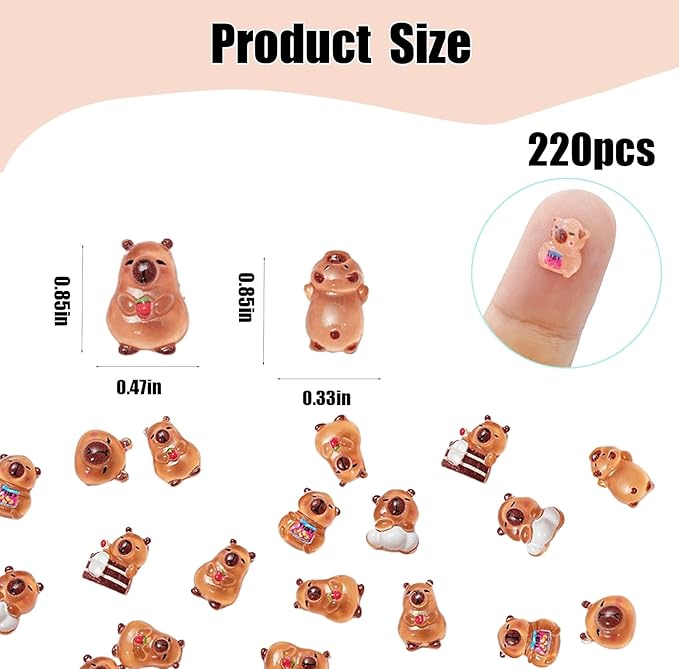 220PCS Mini Capybaras Decor for Dollhouse Resin Tiny capybaras for Crafts Micro Miniature Capybara for Fairy Garden Dollhouse Micro Landscaping Decoration