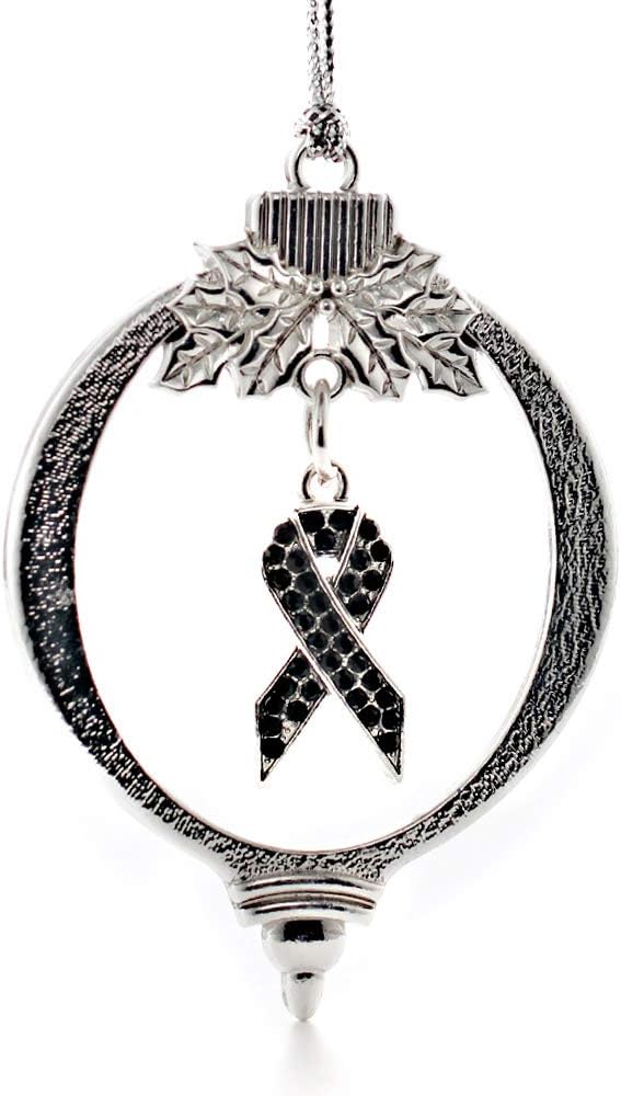 Inspired Silver - Black Ribbon - Silver Christmas Ornament - Unique Charm Christmas Tree Ornament - Holiday Hanging Decoration