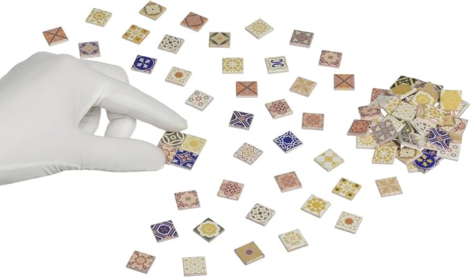 150 pcs, Dollhouse Flooring, 1:12 Scale Doll House Tiles, Miniature Checkerboard Floor, REDUCIO! (Yellow and Blue)