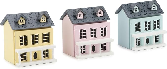Miniature Cottage for Dollhouse Accessories Desktop Decor Wooden Mini House Storage Decoration Ornament Nice Present for Miniature Lovers (Blue)