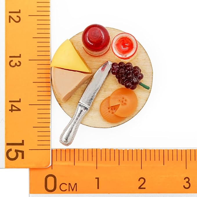 Odoria Dollhouse Wine and Cheese Miniature: 1/24 Scale Cheese Board and Red Wine Bottle for Kitchen Restaurant Bar - Mini Dinner Realistic Food Drinking