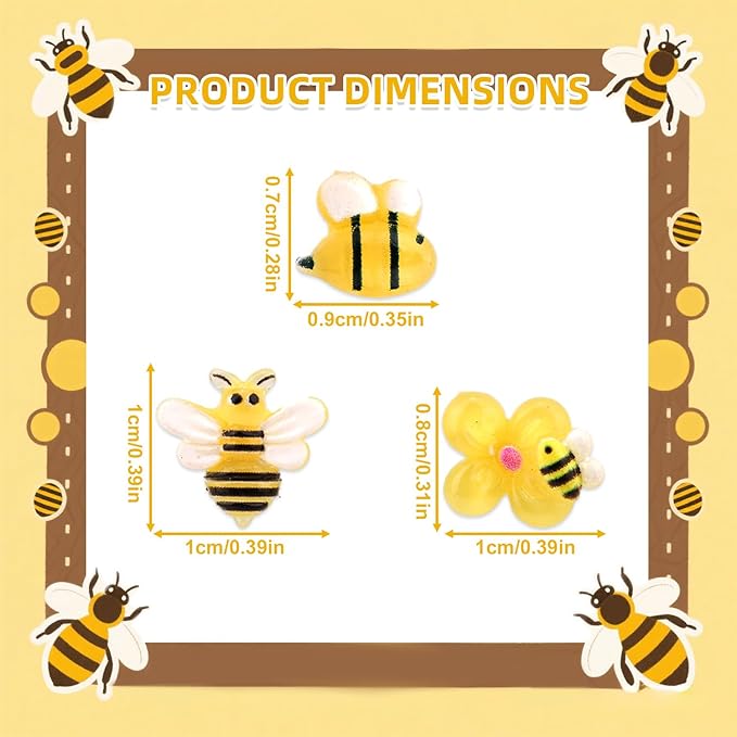 210pcs Mini Bees Figures, 3 Styles Miniature Resin Yellow Bees Tiny Resin Animals for Crafts Dollhouse Fairy Garden Micro Landscape Garden Decor
