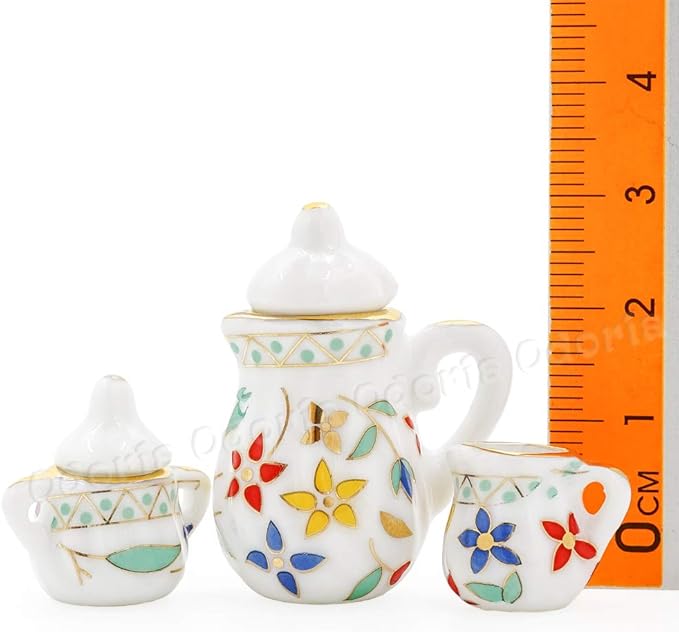 Odoria 1/12 Miniature Porcelain Tea Set 15Pcs Dollhouse Decoration Accessories, Blossom