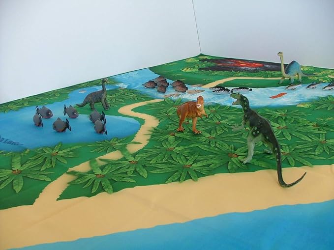 Dinosaur Play Mat, Extra Large Dinosaur Mat, Dinosaur Landscape with Volcano, Great for Kids to Create a Dino World with Dinosaur Toys, Educational, Easy to Clean, Foldable, Large Activity Mat