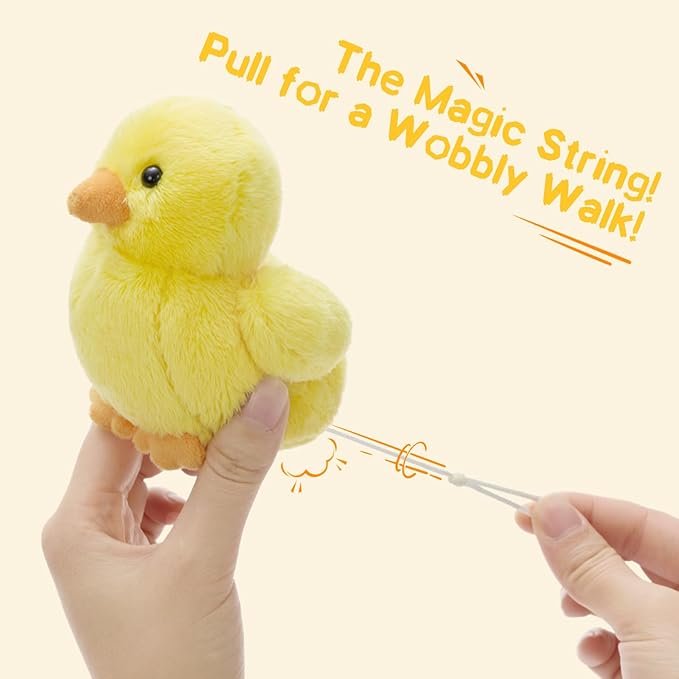 4 Pcs Chicken Plush Set, Mom Hen Stuffed Animal with 3 Stuffed Wind Up Chicks Toy in Mother Chicken's Belly, Christmas Birthday Gift for Kids Girls Boys, Animal Theme Party Decor