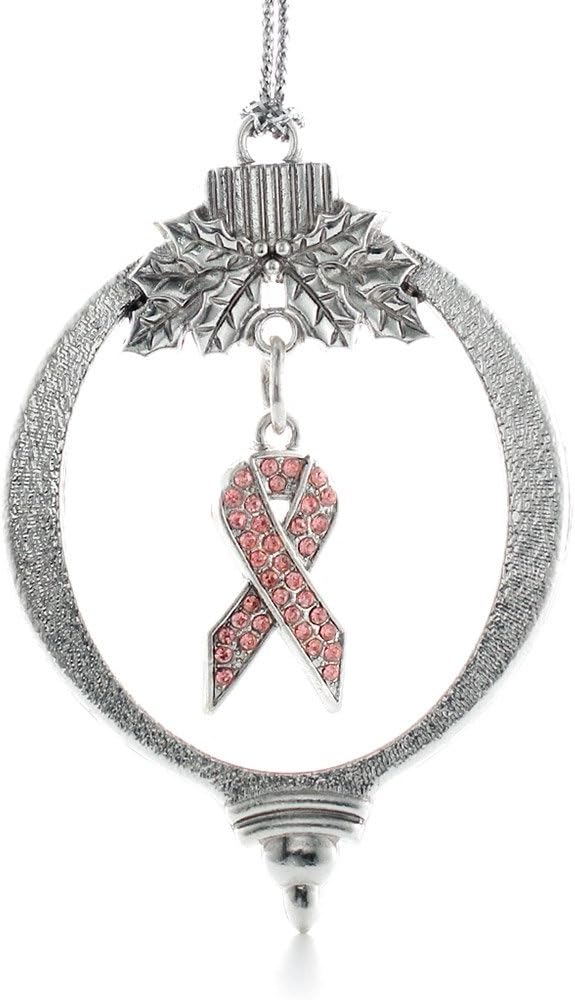 Inspired Silver - Pink Ribbon - Silver Christmas Ornament - Unique Charm Christmas Tree Ornament - Holiday Hanging Decoration
