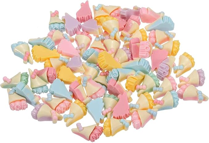 Mini Cute Bouquet Decor, Miniature Doll Food Crafts for Dollhouse & Landscape & Mini Kitchen & Micro Fairy Garden & DIY Craft Decorations(Light Colors, 100pcs)