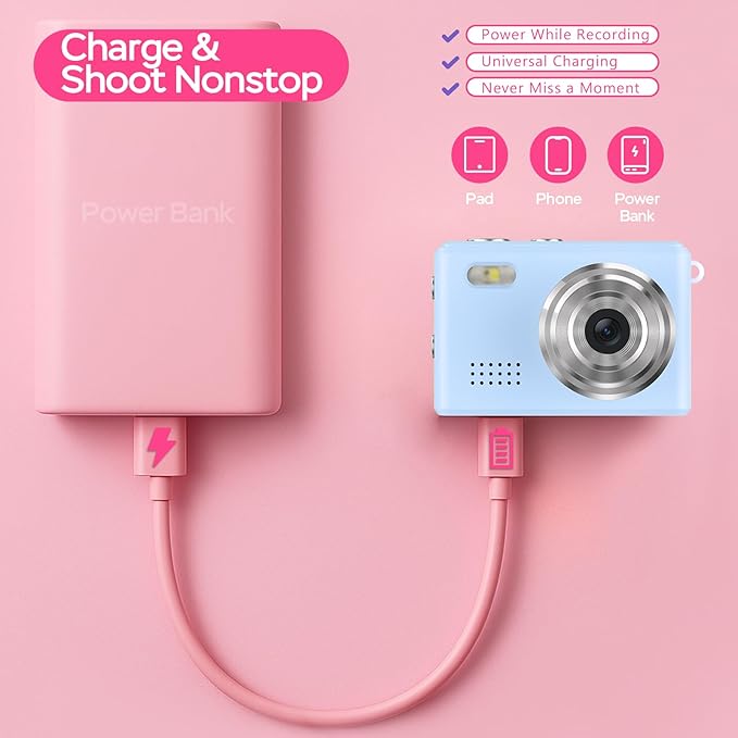 Dienspeak Mini Camera Keychain 1080P Video Recorder, 0.96" HD Display, 64GB, Long Battery Life, Vintage Compact Micro Cameras, Ultra-Portable Tiny Camcorder for Travel Study Recording, Blue