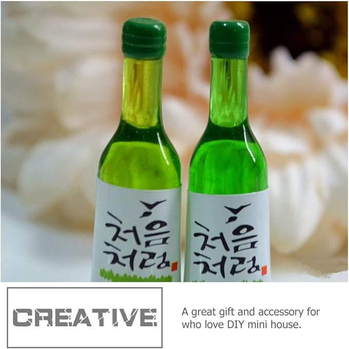 Beaupretty 12pcs Miniature Resin Korean Rice Wine Bottles for Dollhouse Decor, Miniature Scene Accessories for Collectors and Hobbyists, Small Scale Dollhouse Decorations Set