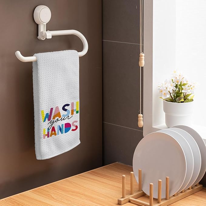 HIWX Kids Hand Towels,Wash You Hands Bathroom Hand Towels,Toddler Bathroom Decor,Boho Colorful Hand Towels for Bathroom Kitchen 16x24 Inches