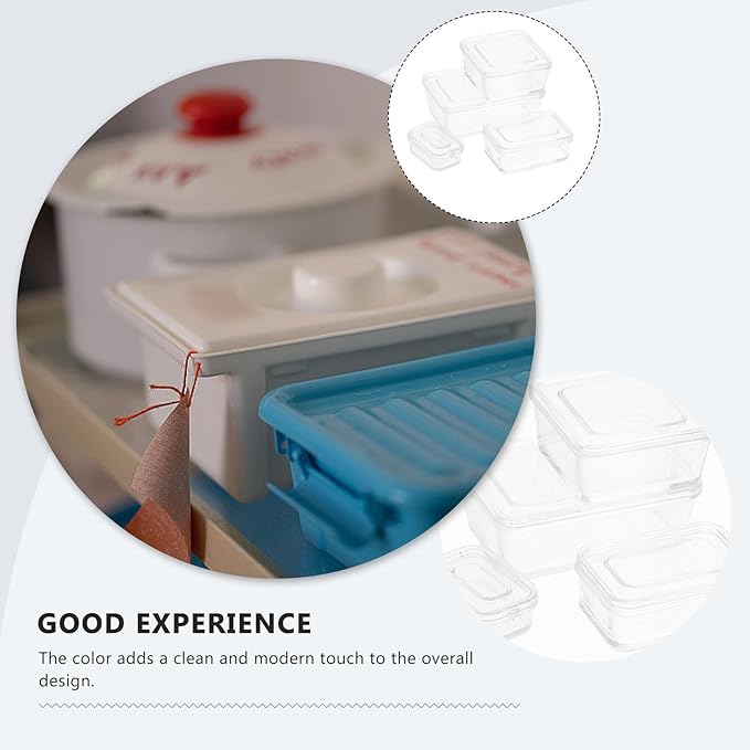 4pcs Dollhouse Food Storage Box 1/12 Scale Dollhouse Bento Box Plastic Kitchen Ornament for DIY Making Mini House Accessories Transparent