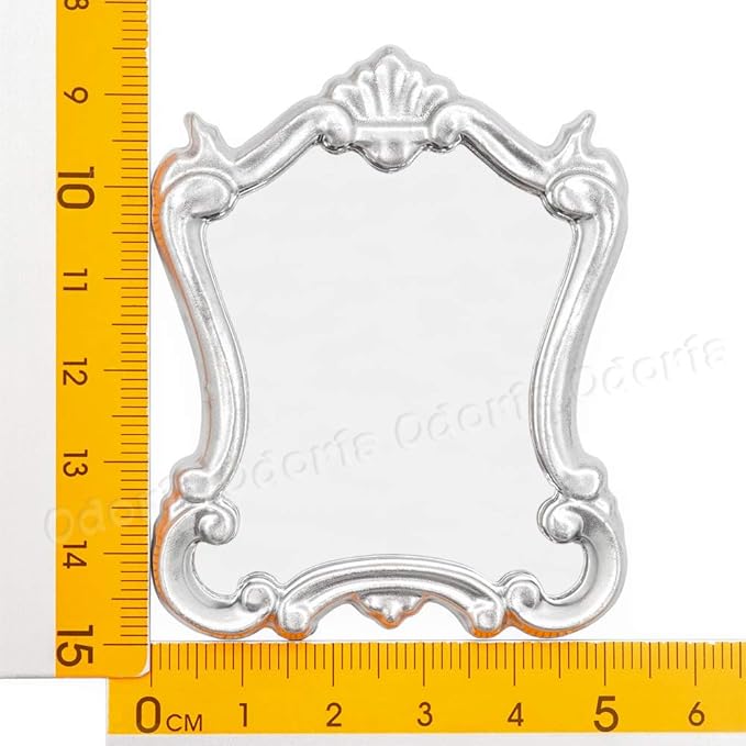 Odoria 1/12 Miniature Wall Mirror Dollhouse Decoration Accessories, Silver