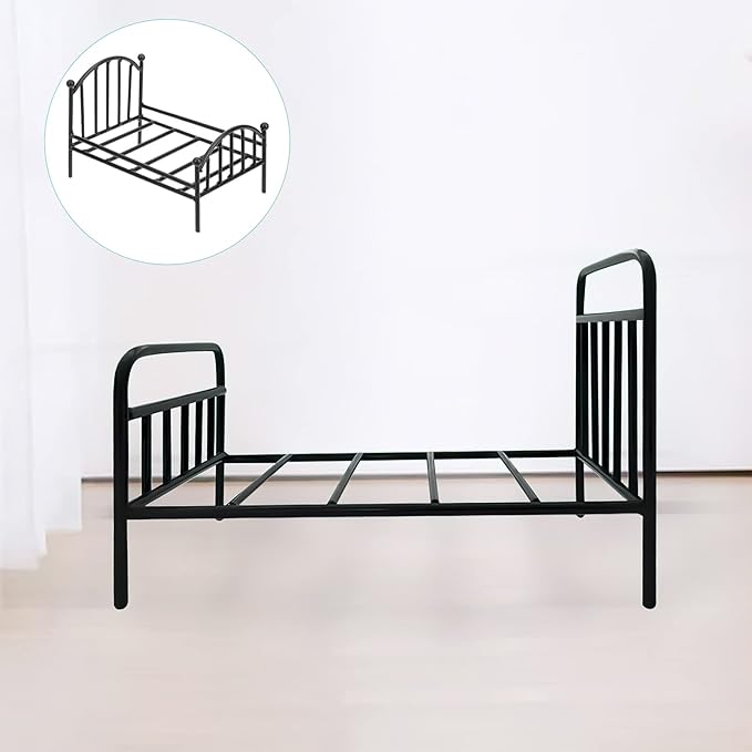 Miniature Metal Bed Frame, Mini Single Doll Bed Model, Dollhouse Furniture Flower Pot Stand for Photo Props, Dollhouse Bedroom Accessories