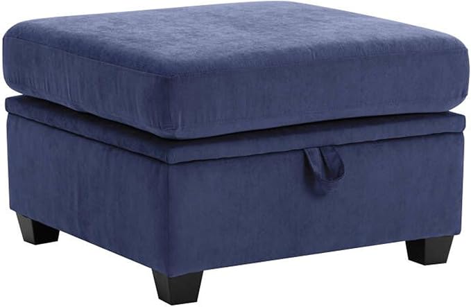 asunflower Ottoman with Storage for Couch Navy Blue 25.2 Inch Square Storage Ottoman Foot Rest for Living Room Large Ottomans for Dorm, Bedroom,Office with Deep Seating