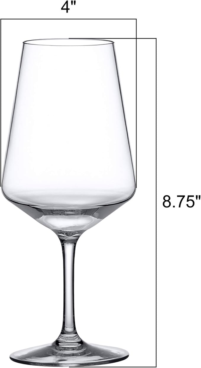 Amazing Abby - Sherry - 20-Ounce Unbreakable Tritan Wine Glasses (Set of 6), Plastic White Wine Glasses, Reusable, BPA-Free, Dishwasher-Safe, Perfect for Poolside, Outdoors, Camping, Picnic, and More