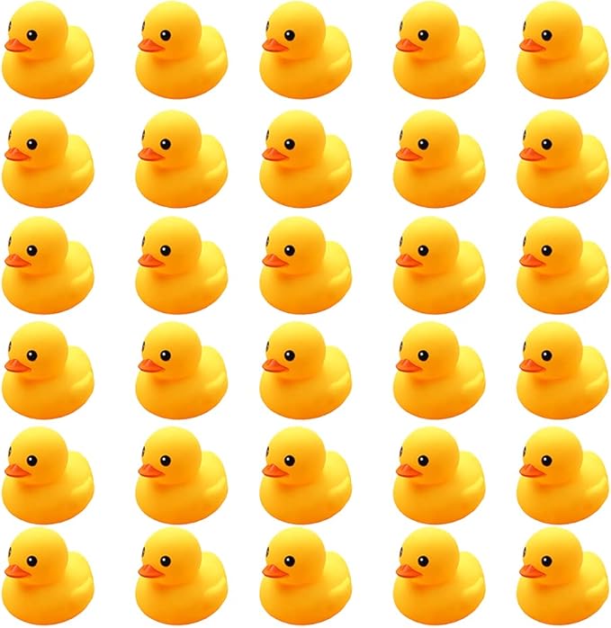 YUERFEILA Bath Duck Toys 30 PCS Mini Rubber Ducks Squeak and Float Duckies Baby Shower Toy Party Decoration for Toddlers Boys Girls(1.6'')