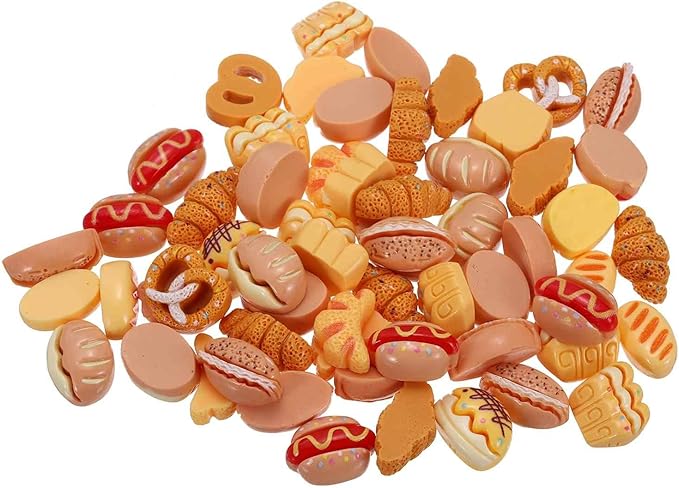 HEARTOOL Mini Cute Mini Hot Dog Snack Decor, Miniature Doll Food Crafts for Dollhouse & Landscape & Mini Kitchen & Micro Fairy Garden & DIY Craft Decorations(Brown Colors, 100pcs)