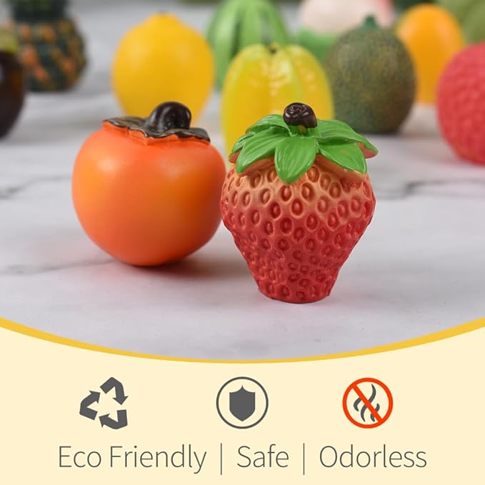 Mini Mixed Fruits 11Pcs, Artificial Fruit Miniature Resin Fruits Figurines Small Fruit Models for Mini Kitchen Scene House Store Display Decoration