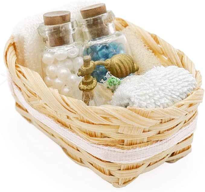 Odoria 1/12 Miniature Basket with Perfume Dollhouse Bathroom Accessories
