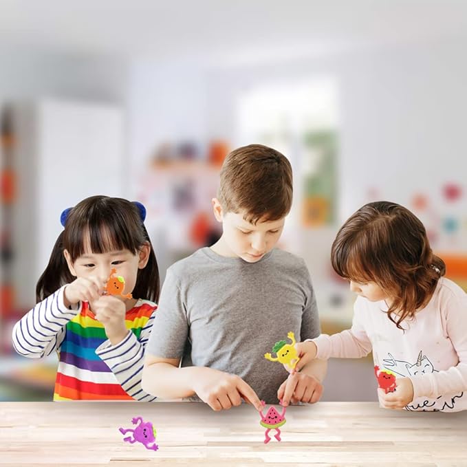 ArtCreativity Mini Bendable Fruit Toys (Set of 48) Fruit Party Favors Fidget Toys - 6 Assorted Designs Bendy Toys for Pinata Stuffers, Vibrant Stress Toys for Boys and Girls Birthday Pinata Filler