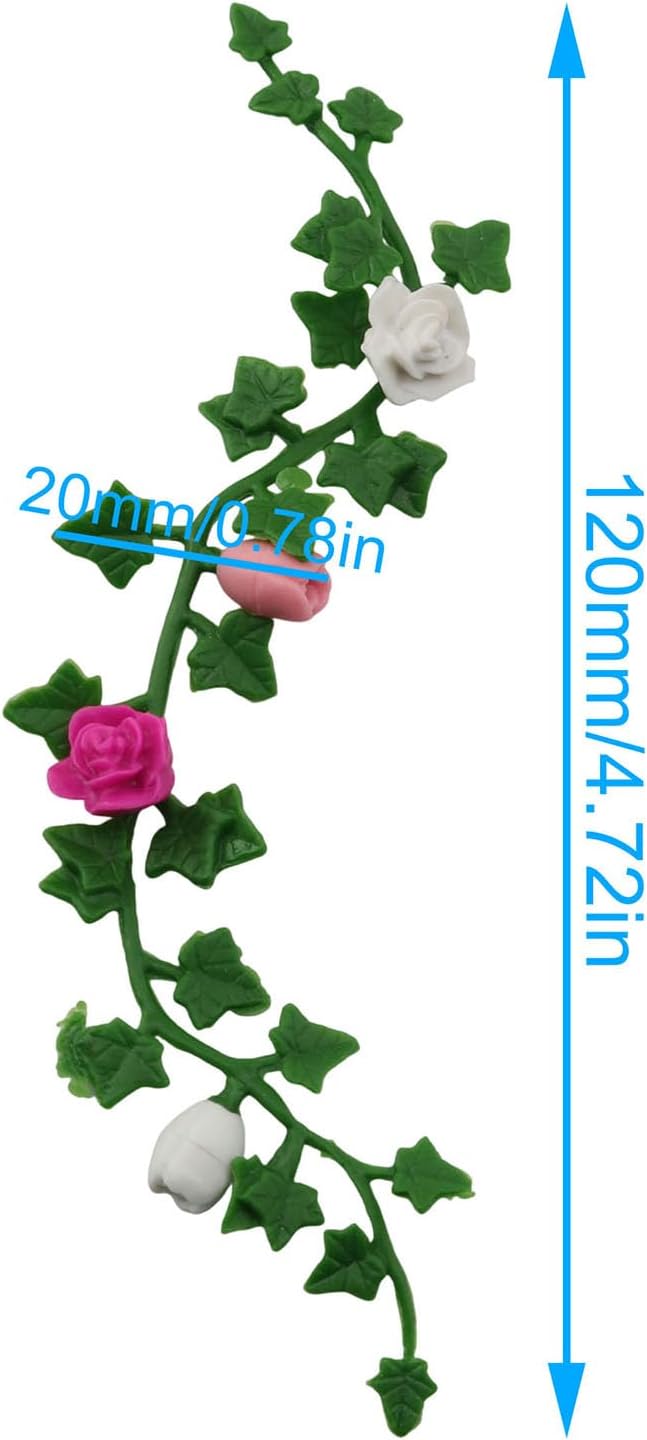 XGNG 5PCS Artificial Miniature Floral Vines Micro Flower Clusters Decorative Trim PVC Dollhouse Miniature Fairy Garden Scene Accessories for Moss Landscaping