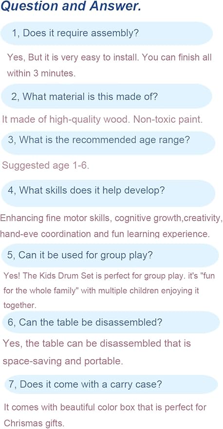 Kids Drum Set, Montessori Musical Instruments for Toddlers 1-3, Wooden Baby Musical Toys, Musical Activity Table Preschool Learning Xylophone Drum Kit, Christmas Birthday Gift for Boys Girls Ages 1-3