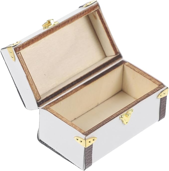 1:12 Vintage Miniature Suitcase Dollhouse Storage Case Travel Trunk Model Dollhouse Furniture for Mini House Decor