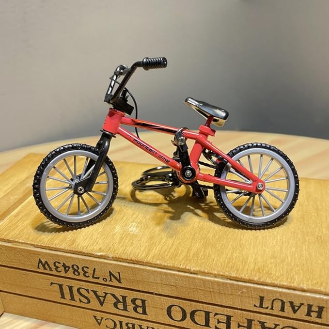 1/18 Scale Mini Diecast Mountain Bike, Finger Bicycle Model, Desktop Decor Art Craft (Red)