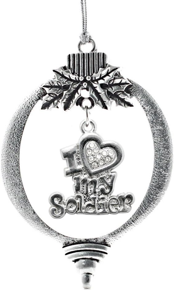 Inspired Silver - I Love My Soldier - Silver Christmas Ornament - Unique Charm Christmas Tree Ornament - Holiday Hanging Decoration