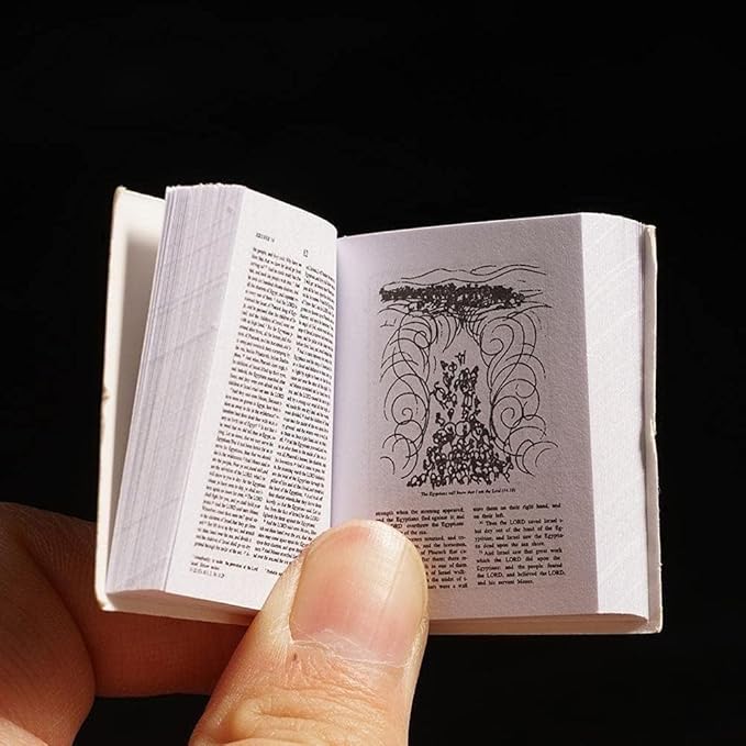 1/12 Scale Mini Bible Book Replica - Realistic Dollhouse Library Accessories for Bookshelf and Bedroom Scenes | Collectible Miniature Books for Dollhouse Furniture and Decor