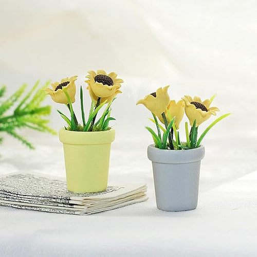 1Pc Miniature Sunflower, 1/12 Scale Miniature Dollhouse Accessories Decor, Resin Doll House Mini Sunflower Imagination Cultivation Lightweight Dollhouse Decor (Gray)
