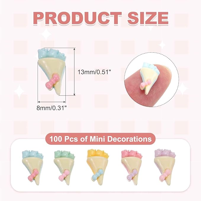 Mini Cute Bouquet Decor, Miniature Doll Food Crafts for Dollhouse & Landscape & Mini Kitchen & Micro Fairy Garden & DIY Craft Decorations(Light Colors, 60pcs)