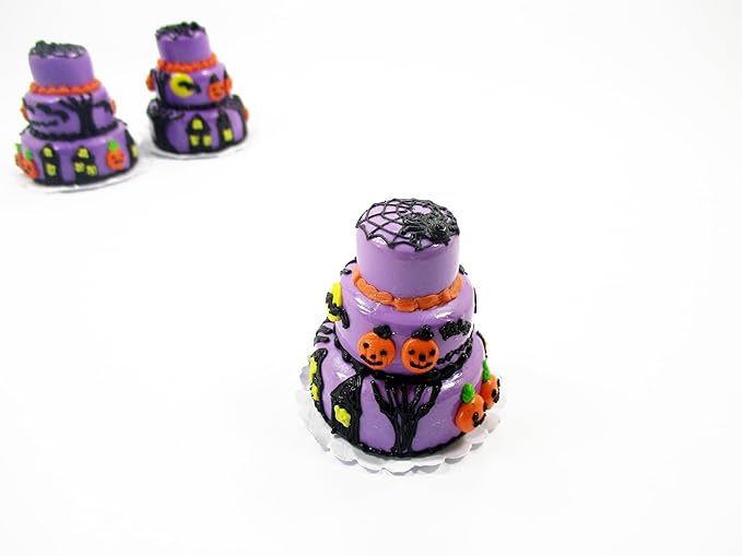 New Dollhouse Miniature Food 3 Layer Halloween Cake Seasonal Sweet Cake 15993