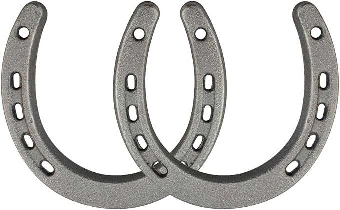 Onseeda Good Lucky Steel Horse-Shoe Wall Decor Cast Iron Horseshoe Ornament Cast Iron Medium Horseshoe Home Decoration(11 Holes on Each Side) 2 Pack