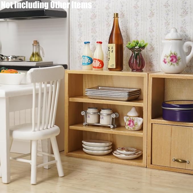 Odoria Dollhouse Bookcase Cabinet Miniature: 1/12 Scale Storage Shelves for Modern Living Room Office - Mini Sideboard Wooden Furniture Natural- Tiny Wall Cube Open Rack Stackable