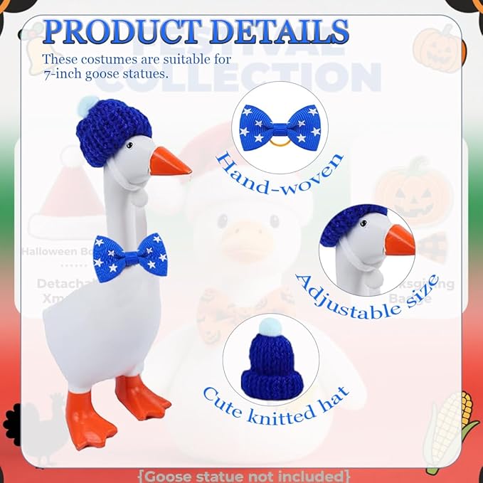 8 Set Desk Goose Outfits 7inch, Mini Goose Statue Clothing, Christmas Mini Desk Goose Outfit, Desktop Goose Outfits, Interesting Goose Shirt Decorations, Table Goose Clothes