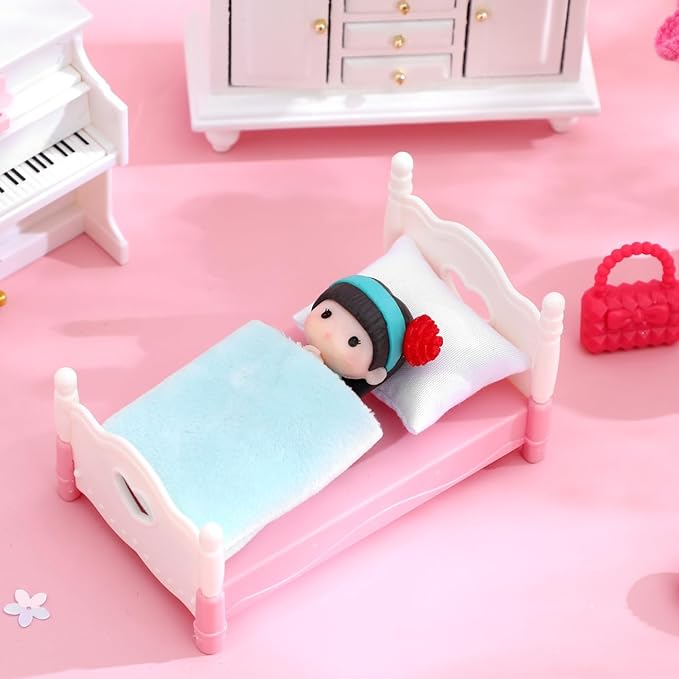1:12 Scale Miniature Dollhouse Pillows Cozy Tiny Sofa Cushion Models Soft Cloth White Decorative Pillows for DIY Projects Mini Furniture and Home Decor Accessories (6pcs)