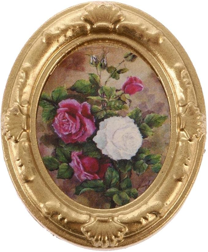 Vintage Mini Metal Dollhouse Decor Furniture Kit Flower Picture Photo Frame for 1:12 Dolls House Miniature Accessories #B