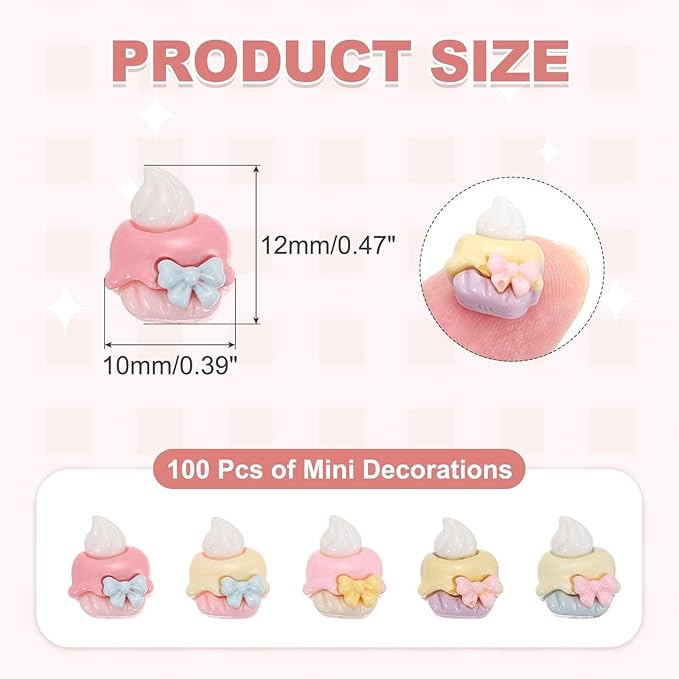 Mini Cute Cream Cake Decor, Miniature Doll Food Crafts for Dollhouse & Landscape & Mini Kitchen & & Micro Fairy Garden & DIY Craft Decorations(Light Colors, 60pcs)
