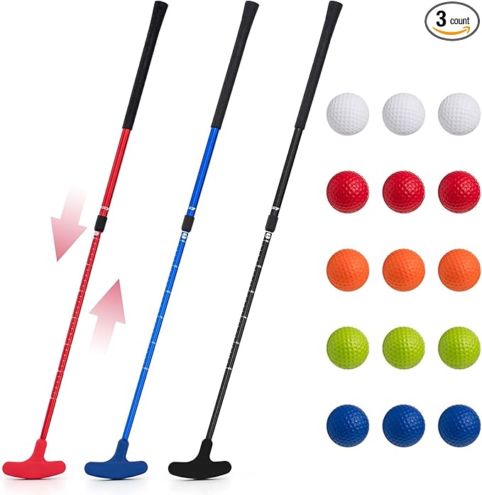 Lenwen Golf Putter for Men Women Adjustable Length Two Way Putter Right or Left Handed Golfers Mini Golf Club with Practice Balls for Adults