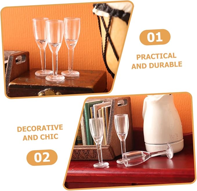 Kisangel 20pcs Miniature Cocktail Glasses Scale Dollhouse Accessories for Realistic Decoration Tiny Goblets for Miniature Decor