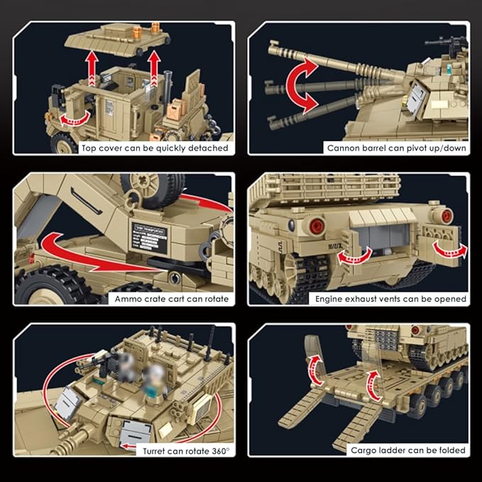 Military M1070 Armored Vehicles Building Kit, WW2 Military Tank Building Block Set, WW2 Armored Tank,Great Gifts Adult Sets for Men,3483 Pieces