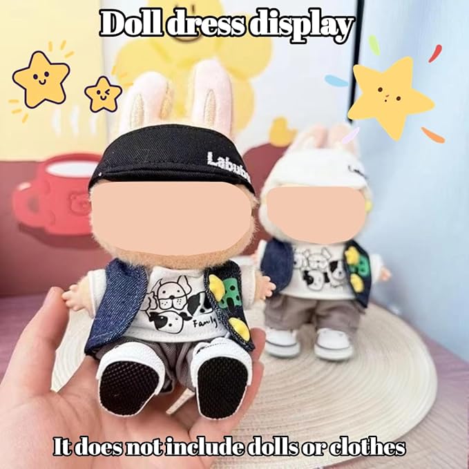 Doll Accessories Set for Labubu Included Mini White Glasses, Camera and Cute White Shoes, Dress Up Accessories for 15/17cm Dolls(No Clothes)